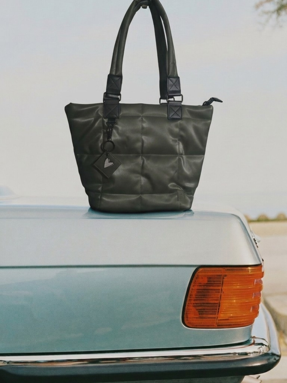 lug Olive Quilted Tote with Charm